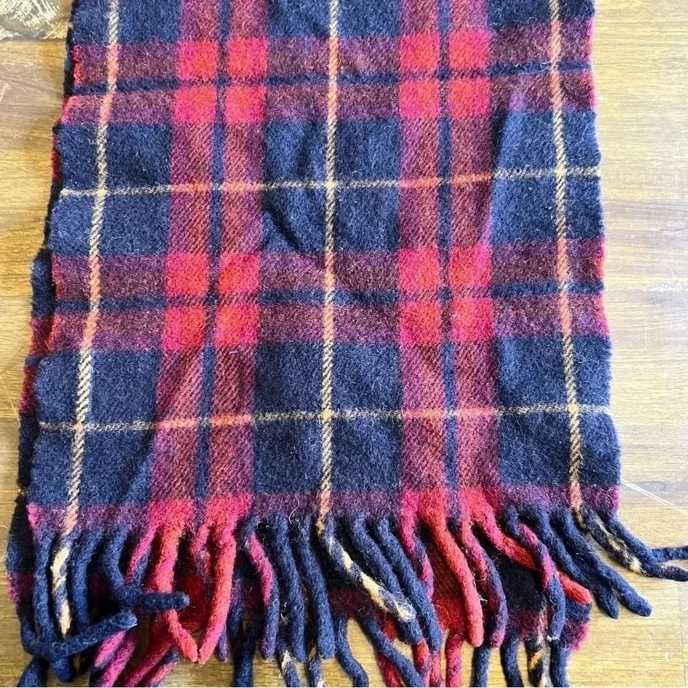 Vintage Disney Winnie The Pooh Plaid Grid Lambs Wool Scarf Winter Embroidered